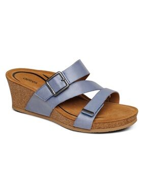 Aetrex Women's Kimmy Arch Support Wedge In Blue Size 7.5